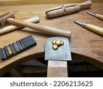 Small photo of gold beads swage hammer anvil bench peg