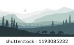 black silhouette of mountain... | Shutterstock .eps vector #1193085232