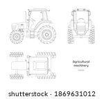 outline blueprint of tractor.... | Shutterstock . vector #1869631012