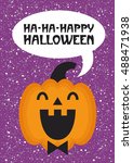fun halloween card design.... | Shutterstock .eps vector #488471938