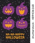 happy halloween card design.... | Shutterstock .eps vector #489436168