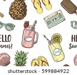 cute seamless pattern with... | Shutterstock .eps vector #599884922