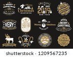 set of merry christmas and 2019 ... | Shutterstock . vector #1209567235