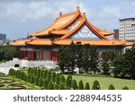 Beautiful view of Chiang Kai Shek Memorial Hall surrounded by nature in Taipei, Taiwan