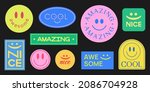 set of smile stickers vector... | Shutterstock .eps vector #2086704928