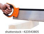 Small photo of Backsaw in working on white background / handsaw/crosscut saw/hand tool /high carbon steel