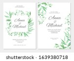 wedding invitation with green... | Shutterstock .eps vector #1639380718