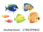 Watercolor colorful sea fishes...