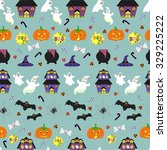 halloween seamless pattern with ... | Shutterstock .eps vector #329225222