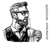 Barista Hipster Holding A Cup...