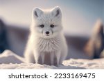 Baby arctic fox  vulpes lagopus ...