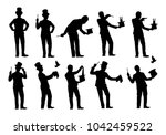 set of magician silhouette...