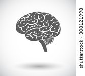 human brain. single flat icon... | Shutterstock . vector #308121998