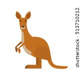 Cute Kangaroo In Flat Style On...