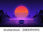 80s retro sci fi background.... | Shutterstock .eps vector #2083494592