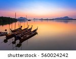 Wooden Boat  At Sunset In...