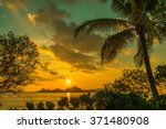 Small photo of The day ends at sunset and the nightfall begins afterward on Matamanoa and Tokoriki islands in Fiji. Great sunset moment.