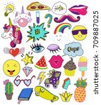 set of patch stickers with... | Shutterstock .eps vector #709887025