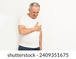 Small photo of an elderly man has a heartache
