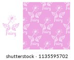 fairy wings and magic wand.... | Shutterstock .eps vector #1135595702