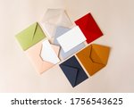 colorful mail envelopes on... | Shutterstock . vector #1756543625