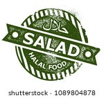 halal salad stamp | Shutterstock .eps vector #1089804878