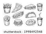 vector set of fast food.... | Shutterstock .eps vector #1998492548