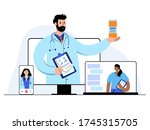 team of doctors gives medicines ... | Shutterstock .eps vector #1745315705