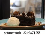 Small photo of Cake with vanilla icecream at smoor chocolates