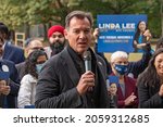 Small photo of NEW YORK, NY – OCTOBER 17: Congressman Tom Suozzi speaks at City Council candidate Linda Lee's general election kickoff rally on October 17, 2021 in Queens Borough of New York City.