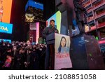 Small photo of NEW YORK, NY - JANUARY 18: A candlelight vigil in Times Square was held for Michelle Alyssa Go, who was killed in a Times Square subway station last Saturday on January 18, 2022 in New York City.