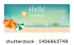 summer beach landscape... | Shutterstock .eps vector #1406863748