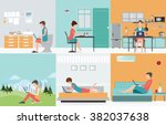 freelance set with various... | Shutterstock .eps vector #382037638
