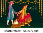 vector design of indian couple... | Shutterstock .eps vector #568079485