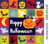 halloween vector icons set.... | Shutterstock .eps vector #388184248