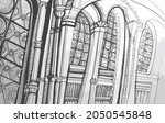 gothic castle in ink. gothic... | Shutterstock .eps vector #2050545848