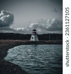 Small photo of River Bougerious Lighthouse, post Hurricane Fiona