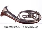 Small photo of Alto saxhorn close up isolated on white.
