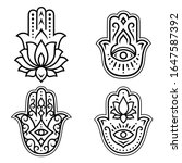 Set Of Hamsa Hand Drawn Symbol...
