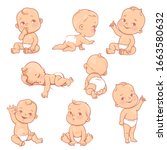 set with cute little baby boy ... | Shutterstock .eps vector #1663580632