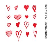 hand drawn hearts. design... | Shutterstock .eps vector #766112428