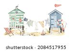 Summer Banner With Beach Huts ...