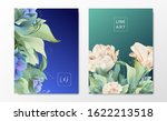 floral frame set  line flowers  ... | Shutterstock .eps vector #1622213518