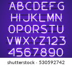 glowing purple neon alphabet... | Shutterstock .eps vector #530592742