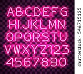 glowing purple neon alphabet... | Shutterstock .eps vector #546715135