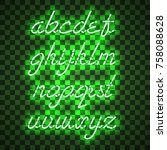 glowing green neon script font... | Shutterstock .eps vector #758088628