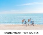 Two bicycle at the beach on...