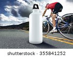 Water bottle on road for cycling