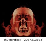 Fire Human Skull With Flame....