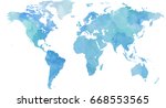blue vector world map in... | Shutterstock .eps vector #668553565